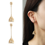 Metal Flower Twin Necklace Earrings For Women