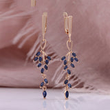 Sapphire Blue Zircon Leaf Earrings