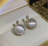 Rotatable Opal 925 Silver Stud Earrings